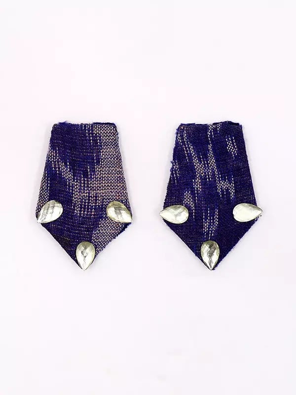 Exotic India Stone Studded Floral Design Handloom Sambalpuri Fabric Necklace And Earrings Set 