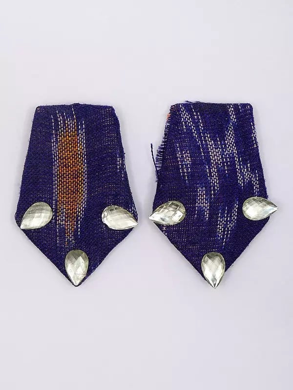Exotic India Stone Studded Floral Design Handloom Sambalpuri Fabric Necklace And Earrings Set 