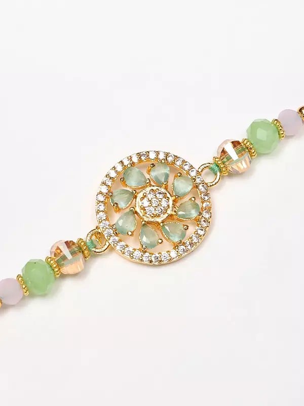 Exotic India Stone Studded Floral Rakhi For A Forever Connection 