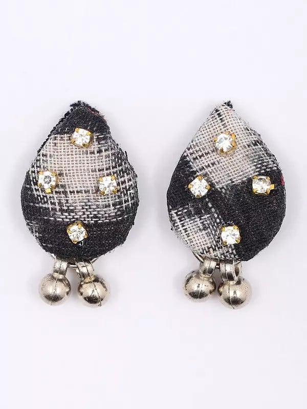 Exotic India Stone Studded Handloom Sambalpuri Fabric Choker And Earrings Set 