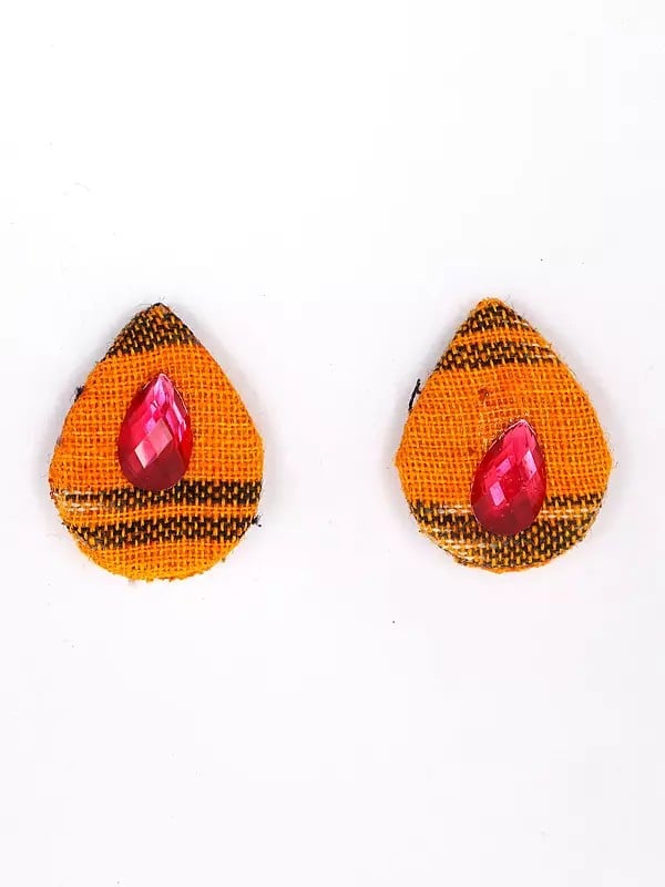 Exotic India Stone Studded Handloom Sambalpuri Fabric Necklace Set With Earrings 