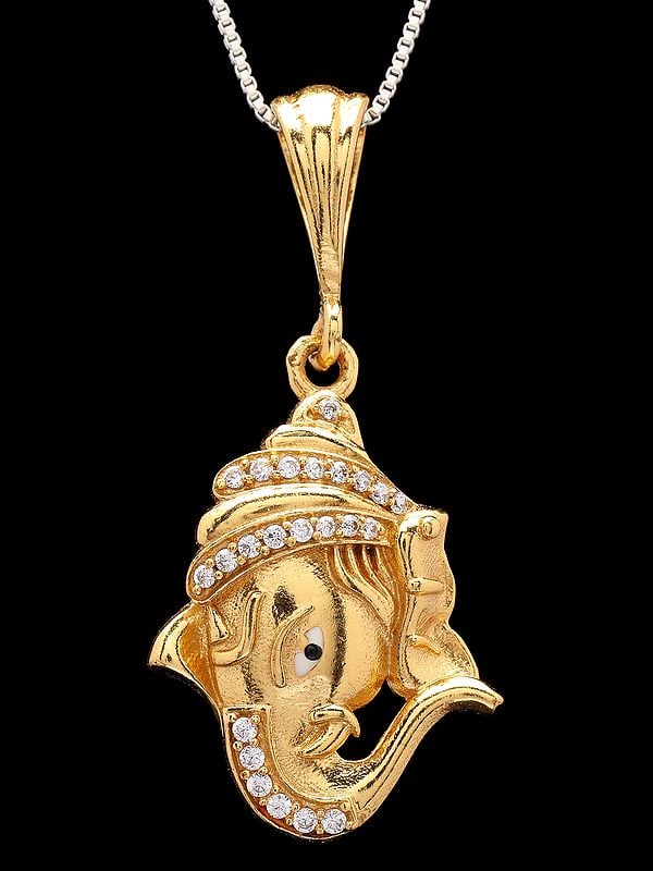 Exotic India Stone Studded Lord Ganesha Face Pendant 