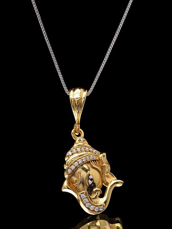 Exotic India Stone Studded Lord Ganesha Face Pendant 