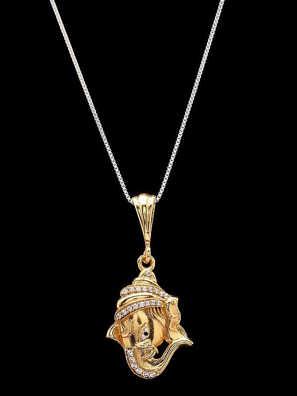 exotic india Stone Studded Lord Ganesha Face Pendant 