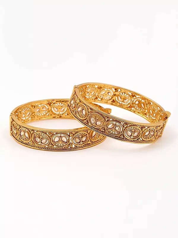 Exotic India Stone Studded Openable Pair Of Bangles 