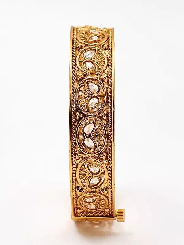 Exotic India Stone Studded Openable Pair Of Bangles 
