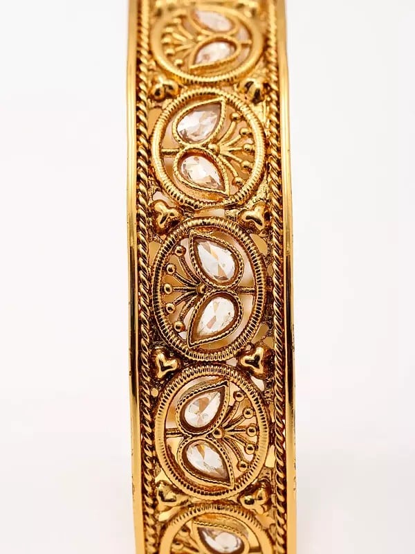 Exotic India Stone Studded Openable Pair Of Bangles 