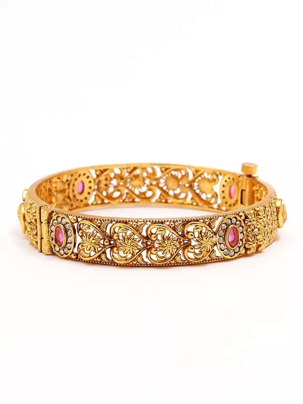Exotic India Stone Studded Openable Pair Of Bangles 