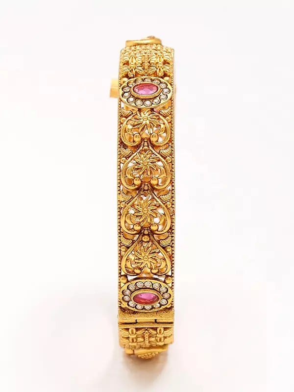Exotic India Stone Studded Openable Pair Of Bangles 
