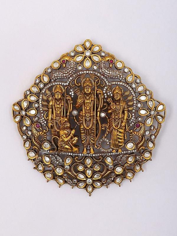 Exotic India Stone Studded Ram Darbar Pendant And Earring Set