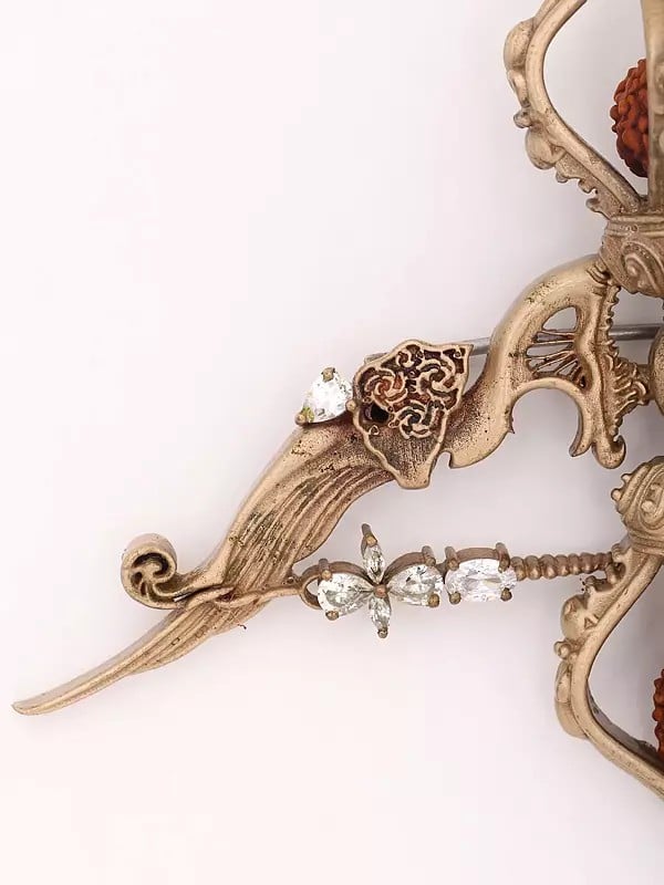 Exotic India Stone Studded Rudraksha Royal Bow And Arrow Brooch 