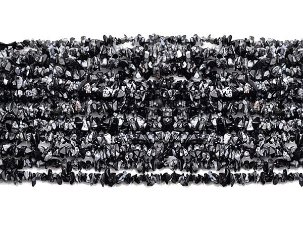 Exotic India Strand Natural Black Obsidian Chips Beads
