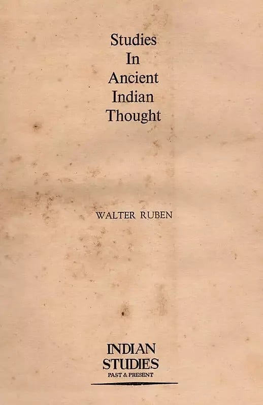 Exotic India Studies In Ancient Indian Thought (An Old And Rare Book) 