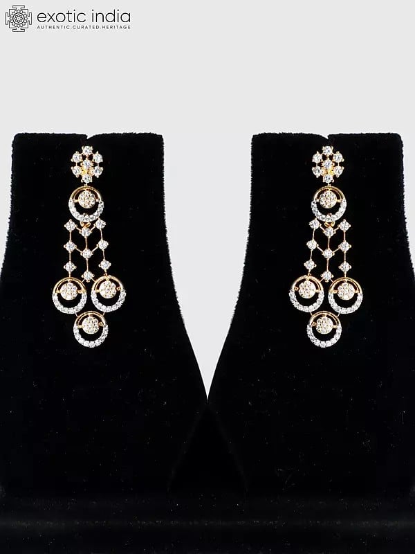 Exotic India Stunning Stone Studded Embellished American Diamond Necklace Set With Earrings