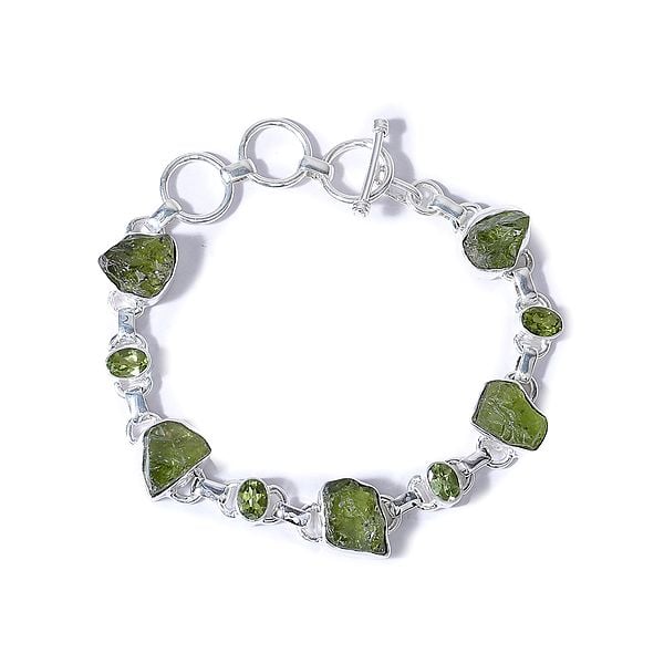 Exotic India Stylish Bracelet With Rugged Stones | Sterling Silver Jewelry