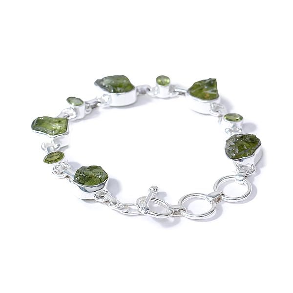 Exotic India Stylish Bracelet With Rugged Stones | Sterling Silver Jewelry