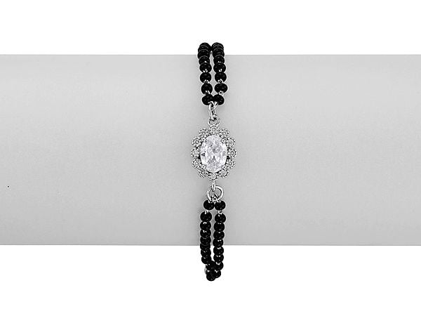 Exotic India Stylish Oval Cubic Zirconia Mangalsutra Bracelet 