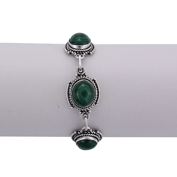 Exotic India Stylish Sterling Silver Bracelet With Gemstone 