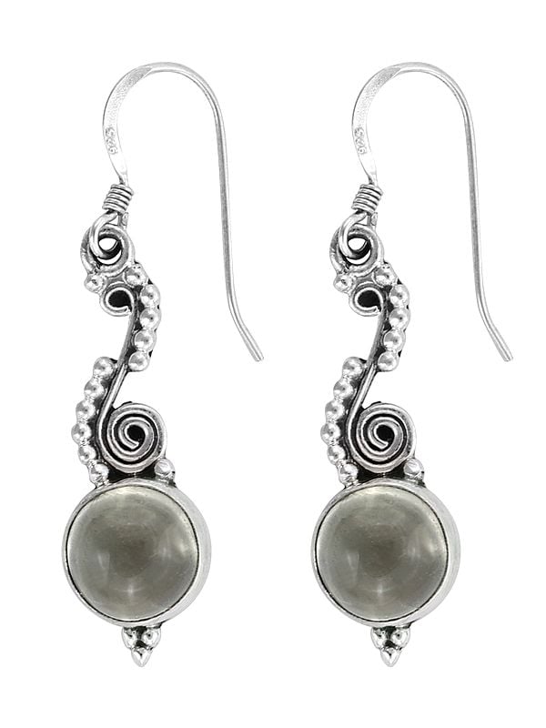 exotic india Stylish Sterling Silver Earring with Citrine Stone