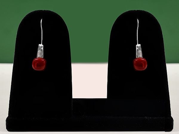 exotic india Stylish Sterling Silver Earring with Square Shape Gemstone 