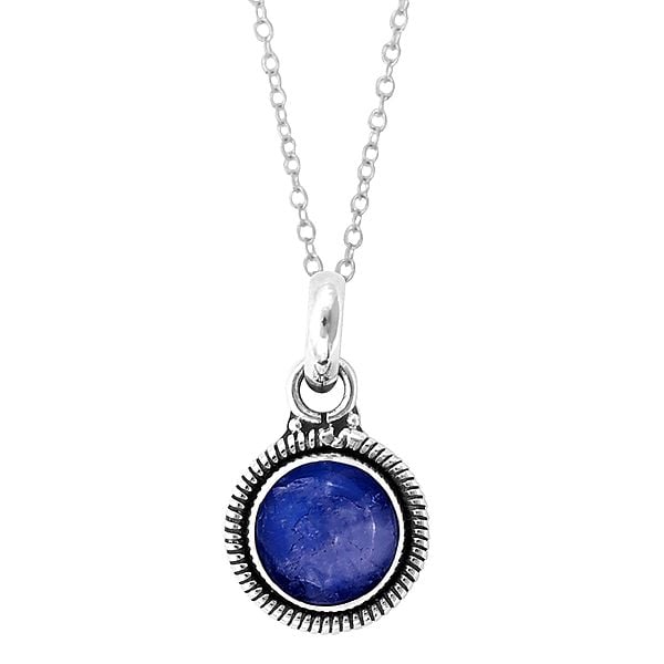 Exotic India Stylish Sterling Silver Pendant With Gemstone