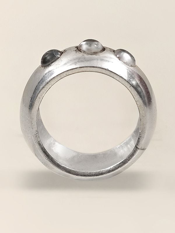 exotic india Stylish Sterling Silver Ring with Crystal Stone 