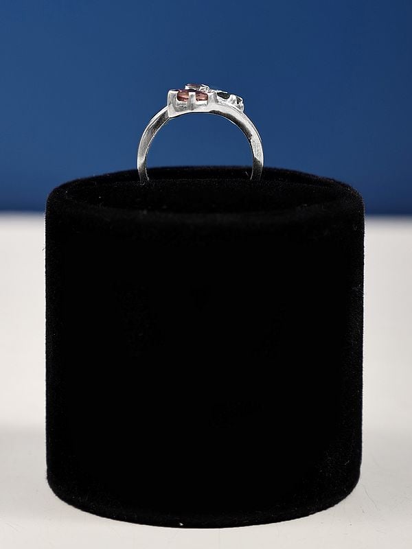 Exotic India Stylish Sterling Silver Ring With Multiple Gemstones 