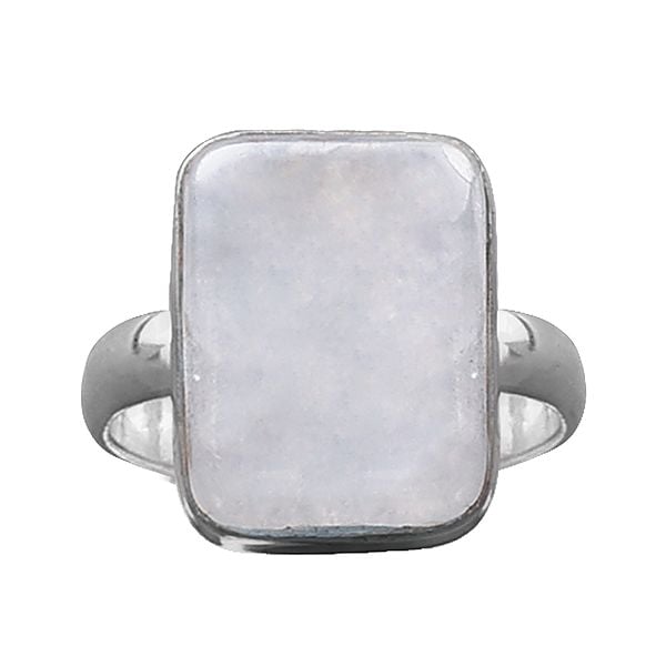 Exotic India Stylish Sterling Silver Ring With Rainbow Moonstone 