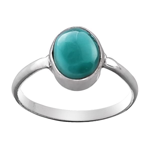 exotic india Stylish Sterling Silver Ring with Reconstituted Turquoise Stone