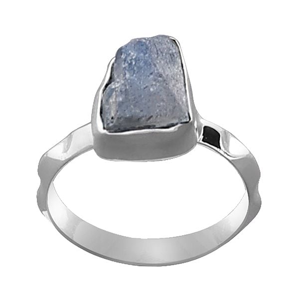 exotic india Stylish Sterling Silver Ring with Rugged Labradorite Stone 