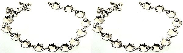 exotic india Stylized Tortoise Anklets of Sterling Silver (Price Per Pair) 