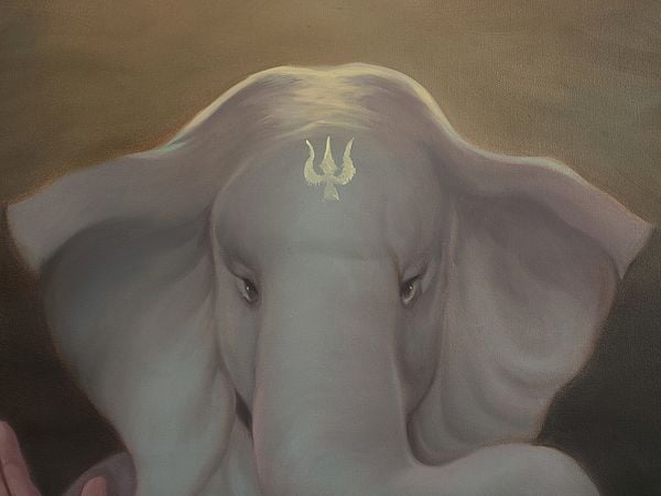 Exotic India Sublime Ganesha Oil Painting On Canvas | Without Frame 