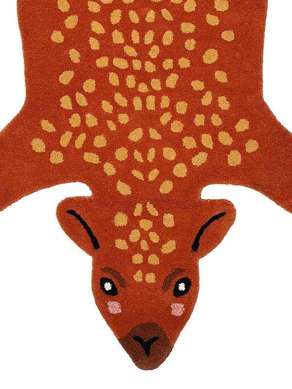 Exotic India Sudan-Brown Hand-Tufted Spotted Deer Yogic Asana Mat From Mirzapur