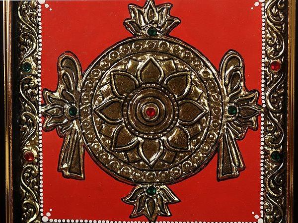 Exotic India Sudarshan Chakra - Vaishnava Symbol | Tanjore Painting With Frame