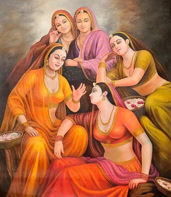exotic india Suno Sakhi (Listen Dear Friend) Oil on Canvas 