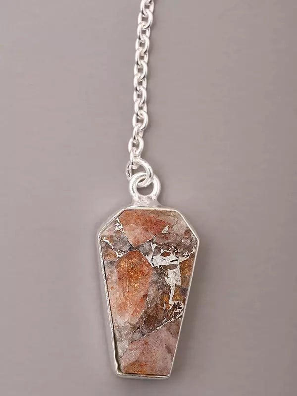 Exotic India Sunstone Copper Sterling Silver Dangler Earrings 