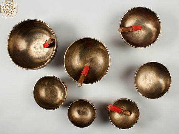 Exotic India Super Accurate Seven Chakra Singing Bowl For Healing | Bronze 