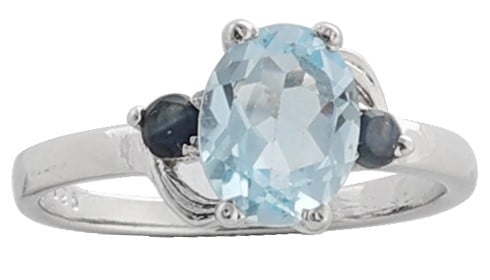 Exotic India Superfine Blue Topaz With Iolite Stone Ring Made In Sterling Silver 