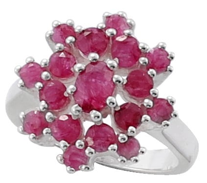 Exotic India Superfine Floral Ruby Gemstone Ring Made In Sterling Silver