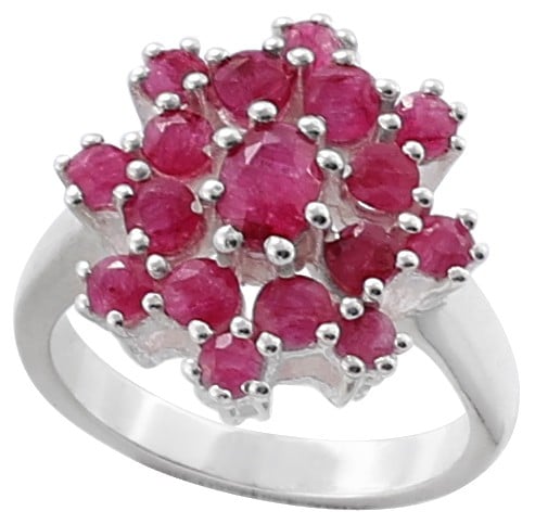 exotic india Superfine Floral Ruby Gemstone Ring Made in Sterling Silver 