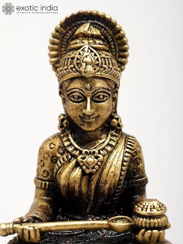 Exotic India Superfine Goddess Annapurna With Pot And Ladle – Bestower Of Food & Prosperity | Ideal For Puja 