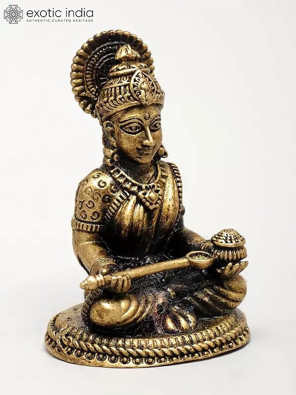 Exotic India Superfine Goddess Annapurna With Pot And Ladle – Bestower Of Food & Prosperity | Ideal For Puja 
