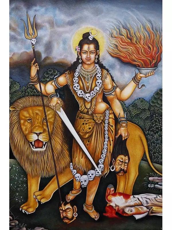 Exotic India Superfine Goddess Parvati Watercolor Painting On Paper 