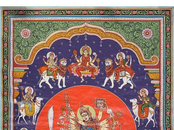 Exotic India Superfine Navadurga Killing Mahishasura | Patta Painting | Odisha Art 