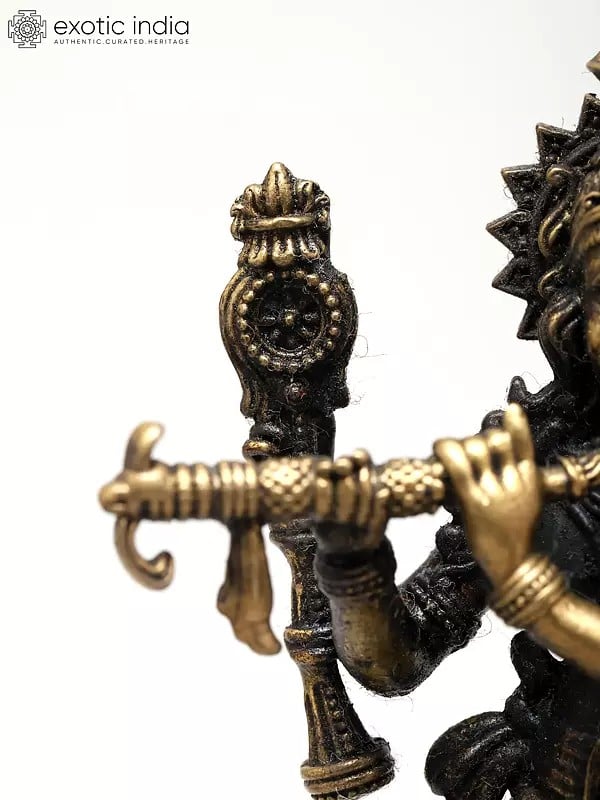 Exotic India Superfine Shri Krishna – The Divine Flute Player With Shankha And Chakra | Ideal For Puja 