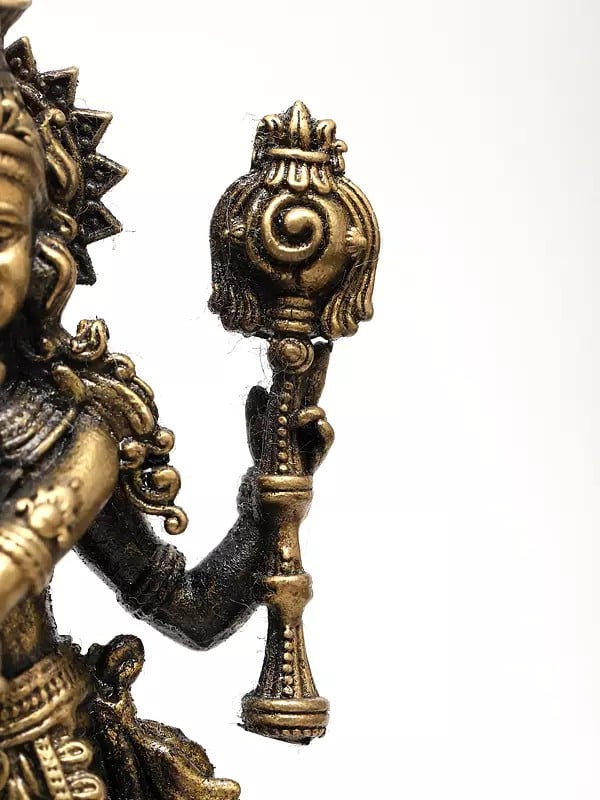 Exotic India Superfine Shri Krishna – The Divine Flute Player With Shankha And Chakra | Ideal For Puja 