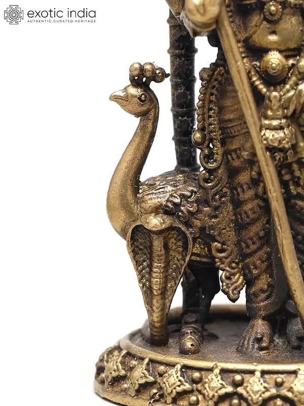 Exotic India Superfine Statue Of Four Armed Lord Kartikeya With Peacock And Snake | Ideal For Puja 