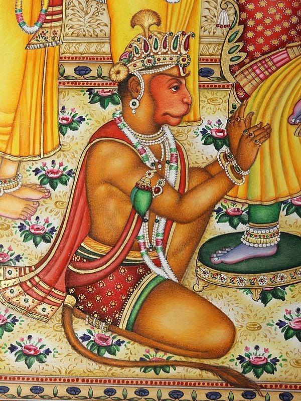 Exotic India Suryavanshi Bhagawan Ram (With His Durbar): Superfine Painting 