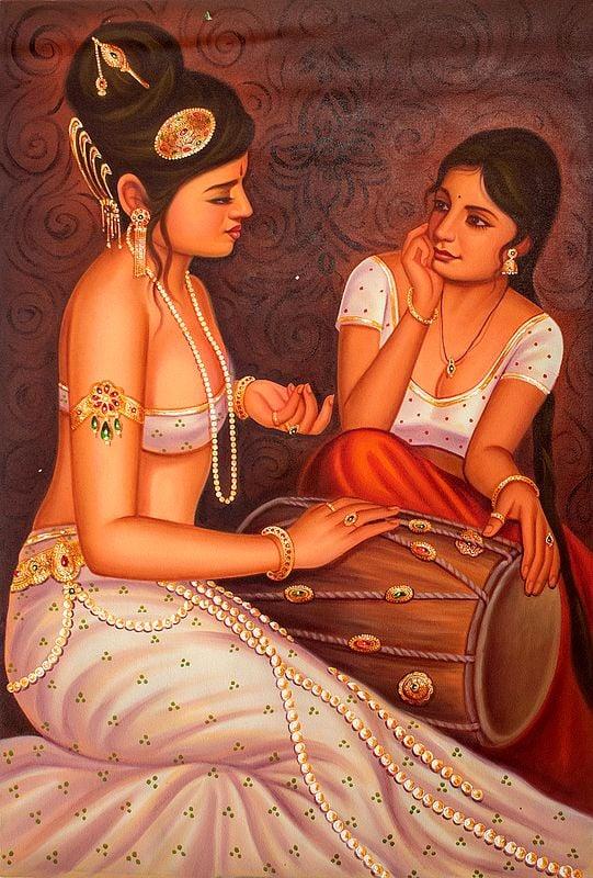 exotic india Taking Lessons in Sangeet -Shastra (the Art of Music)