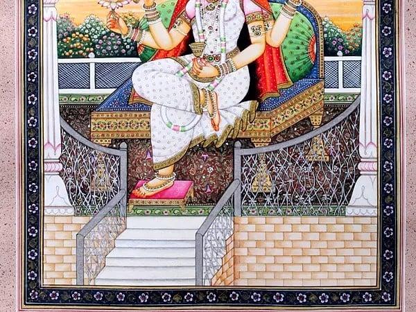 Exotic India Tantric Mahavidya Goddess Dhumavati | Watercolor Paint On Cotton